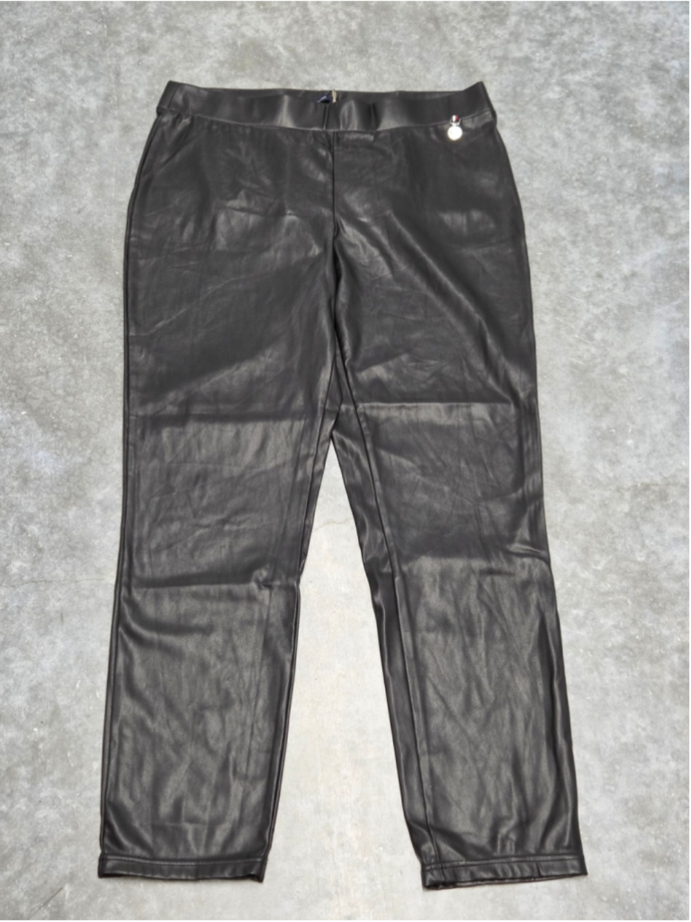 Tommy Hilfiger Black Faux Leather Pants Edgy Grunge Streetwear Size 14